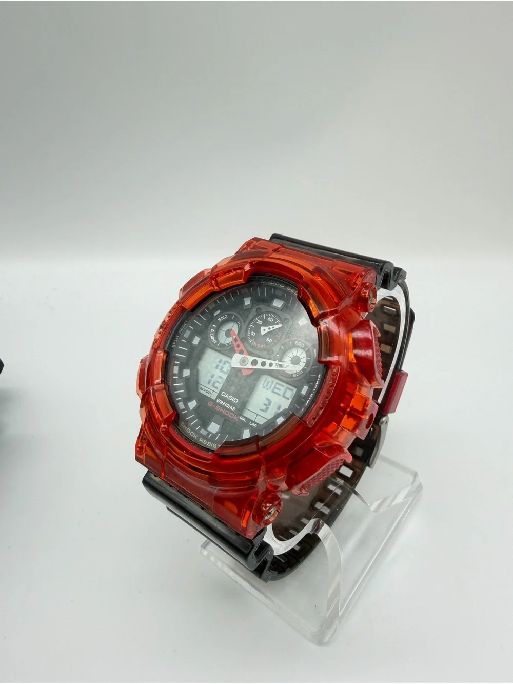 Custom Casio G-SHOCK GA-100 Black & Red Transparent Mod Watch “Cherry Bomb”